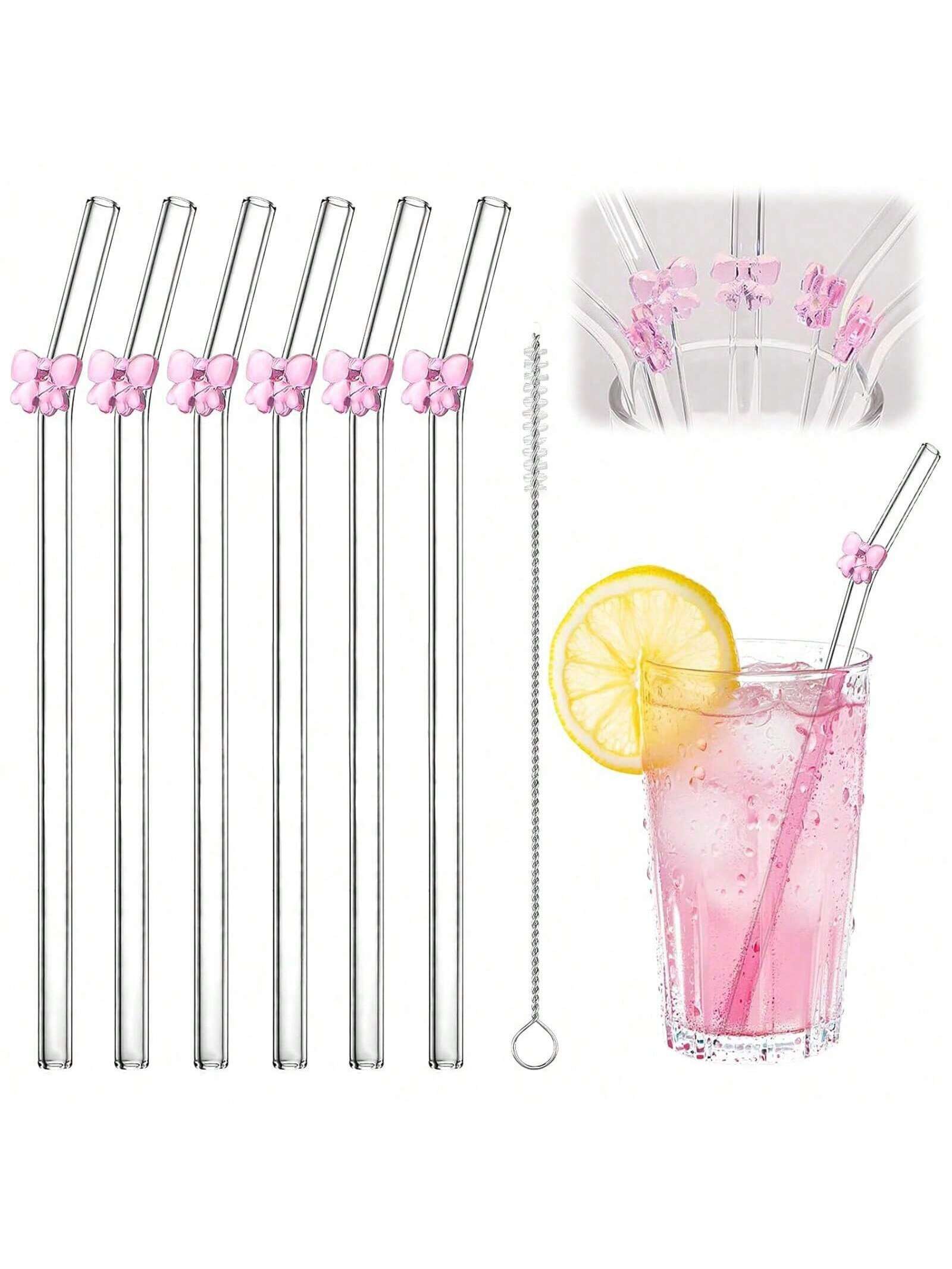 7PCS Reusable Bow Glass Straws - Espresso Shot Glass ulasan dan harga