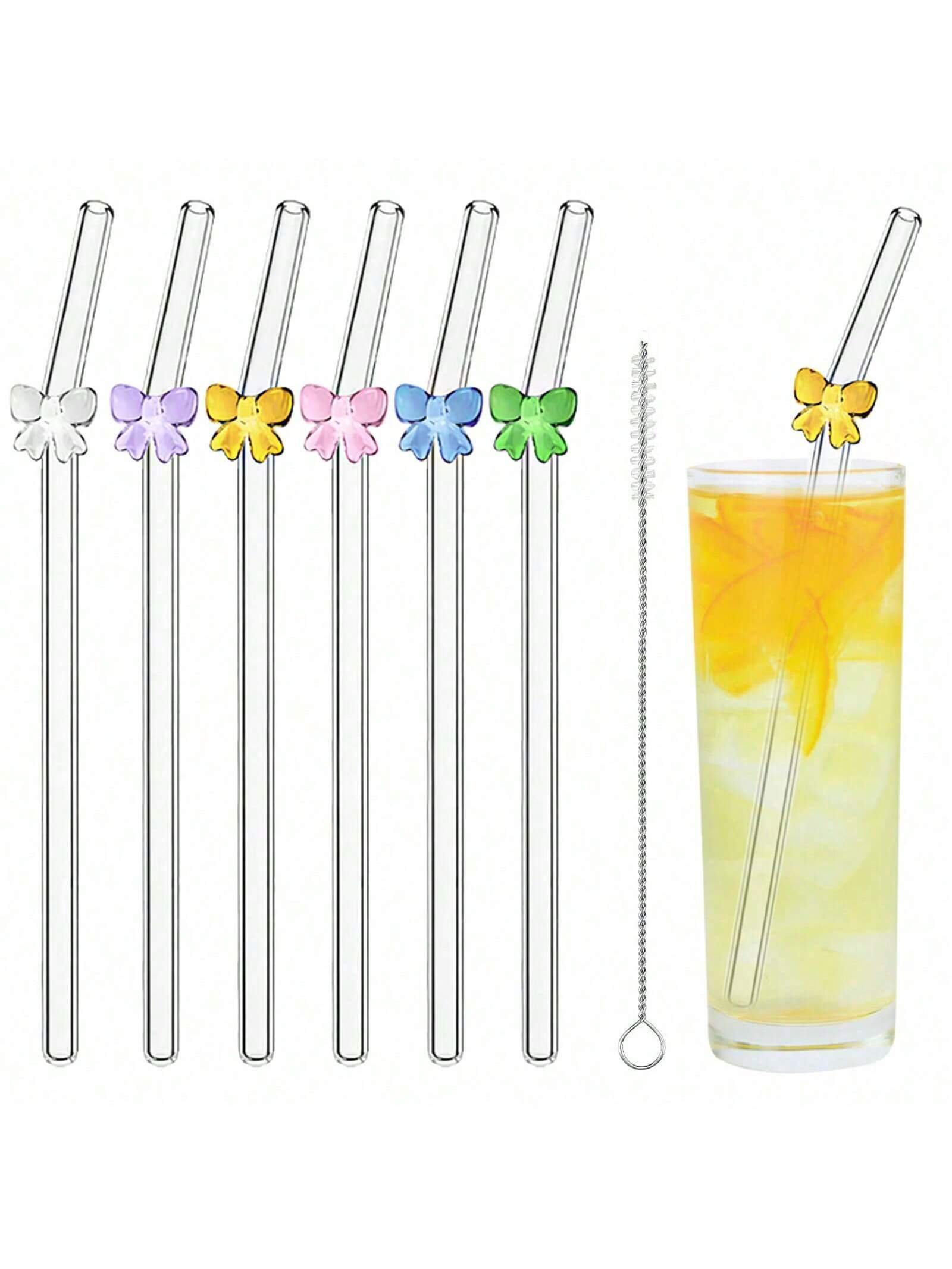 7PCS Reusable Bow Glass Straws - Espresso Shot Glass ulasan dan harga
